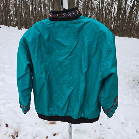 Vintage Eighties Ladies Fera Ski Jacket Teal Embroidered Trim Hong Kong size 12 - Picture 2 of 16